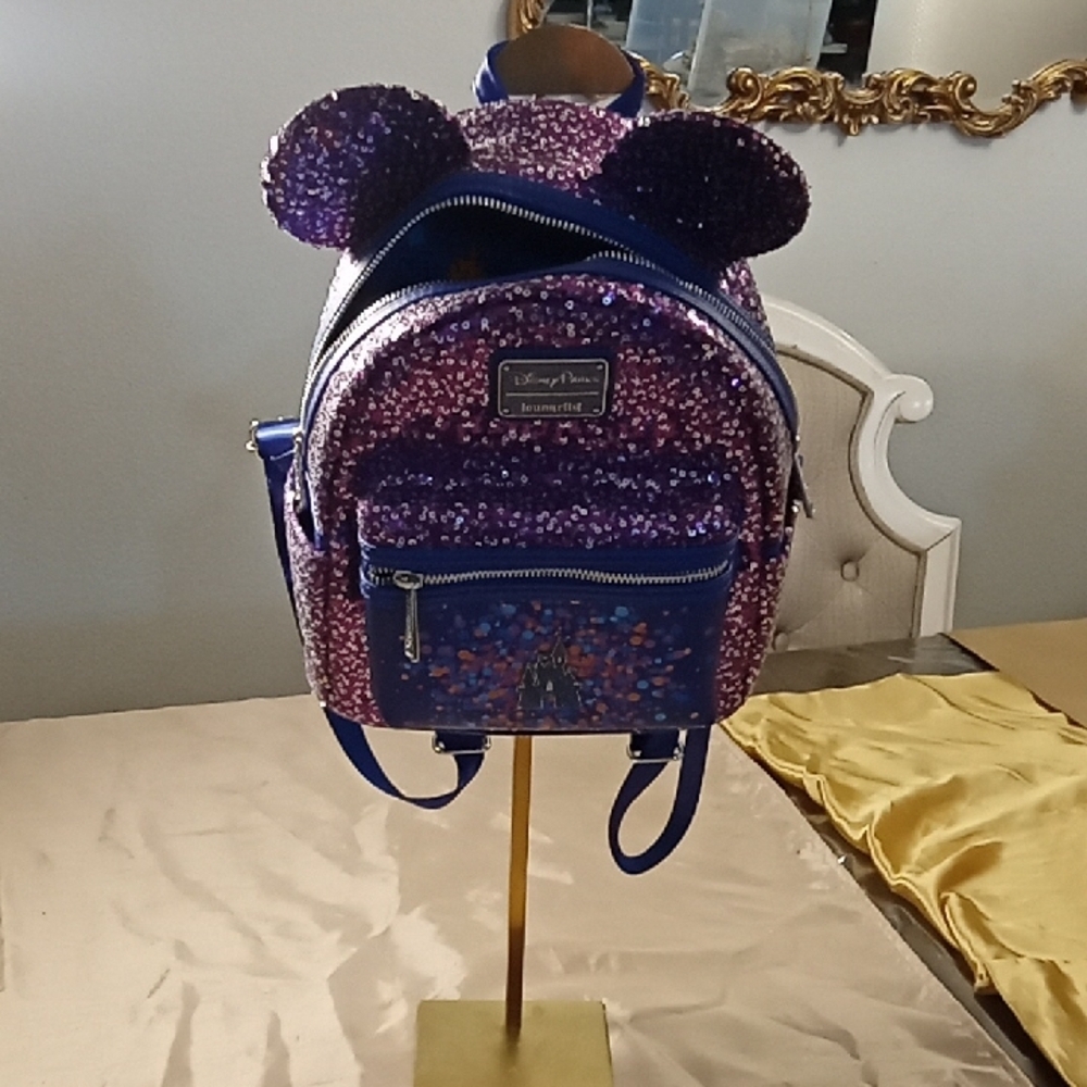 Disney Parks Loungefly Purple Sequin Backpack NWT